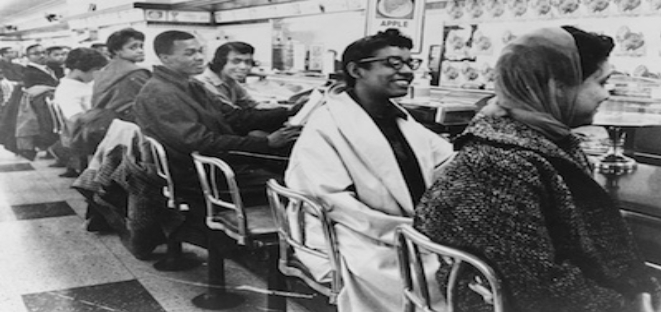 Dr. Terry Spurlin-Moore's cousin Novella Page (center with glasses) participated in the Nashville Sit-Ins. (Image Courtesy of the Library of Congress)